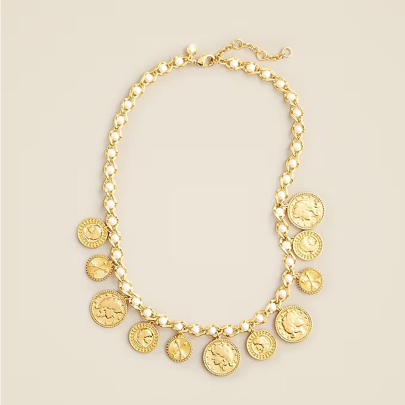 NWT J Crew Coin and Pearl Chain Necklace - Picture 1 of 5